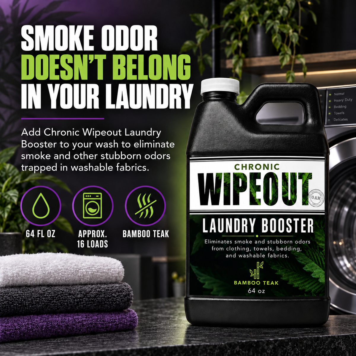 Chronic Wipeout Laundry Booster | Bamboo Teak, 64 oz